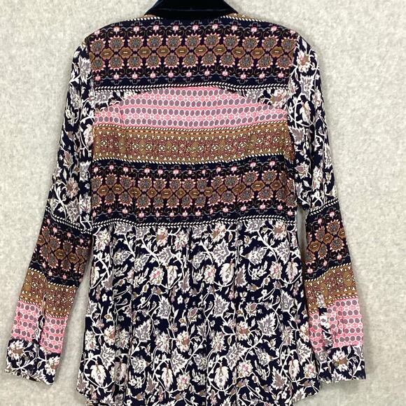 Aratta Silent Journey Tunic Blouse Size S Mixed Print Dark Romantic Gypsy Boho - Picture 6 of 15